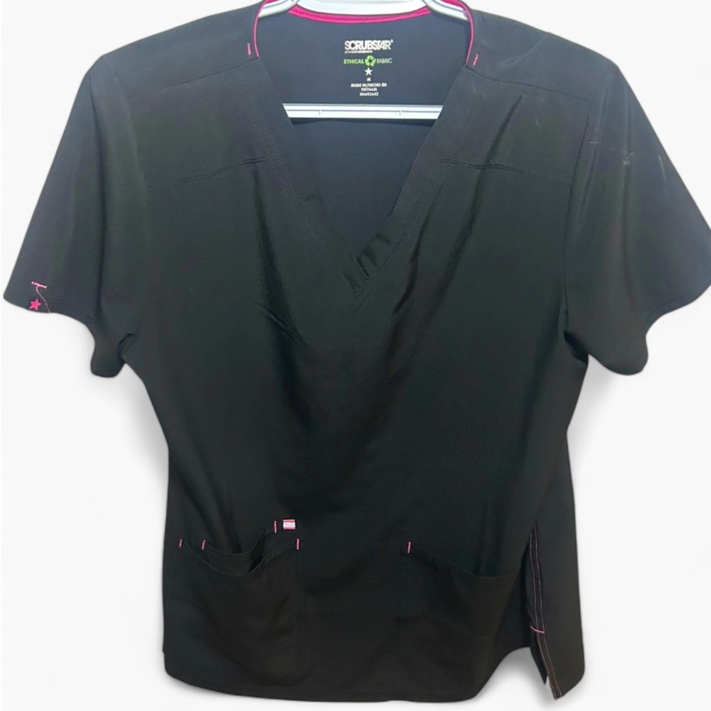 Black and Pink Scrub Top